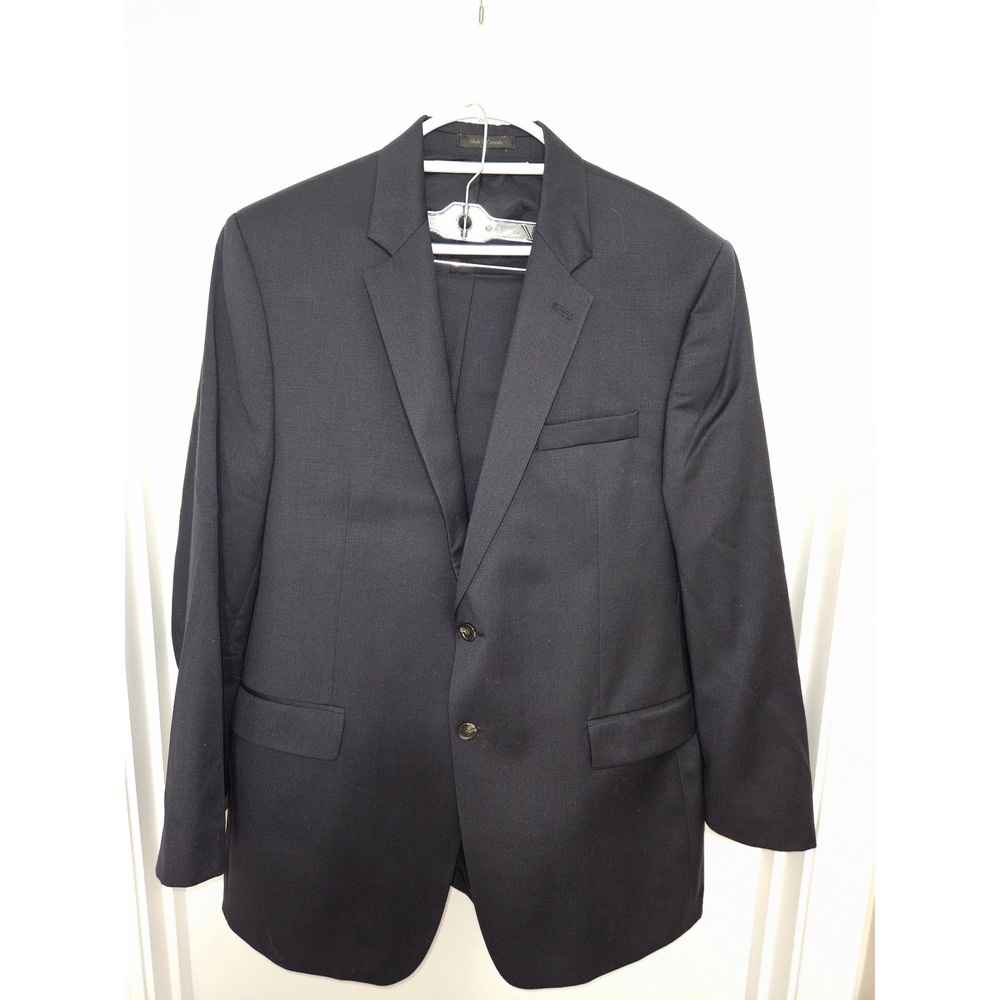 Lauren Ralph Lauren Mens Navy Blue 100% Wool 2 Piece Suit Blazer Pants 40W 32L